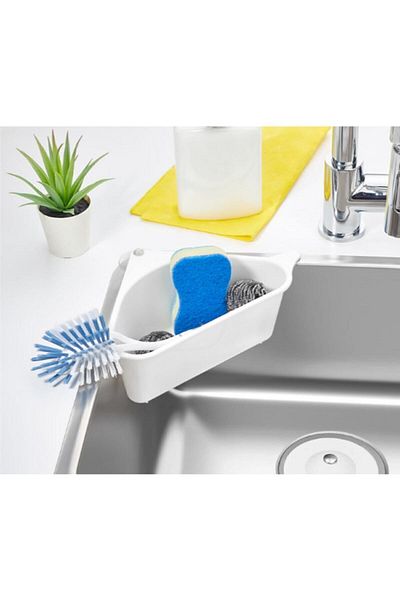 Gül Plastik Anthracite Suction Cup Fruit and Rice Washing Sink Organizer with Strainer