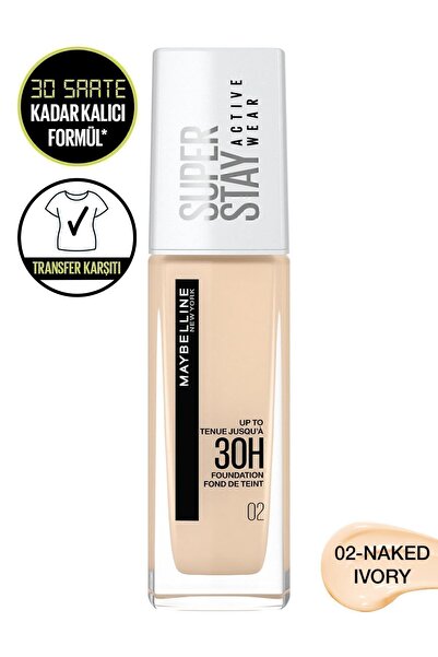 Maybelline New York Super Stay Active Wear 30h Fondöten 02 Naked Ivory