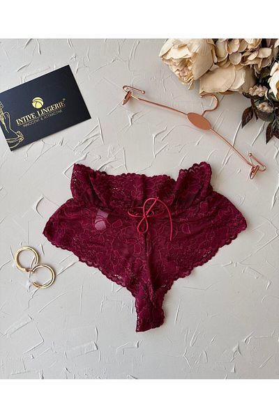 İntive Lingerie Tanga braziliană cu talie înaltă Intive cu dantelă la spate