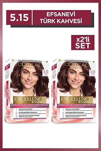 L'Oreal Paris Excellence Creme Saç Boyası 5.15  Efsanevi Türk Kahvesi 2'li Set