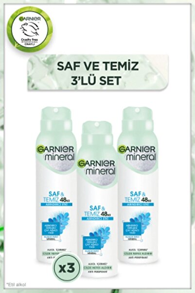 Garnier Mineral Saf&temiz Sprey Deodorant 3'lü Set