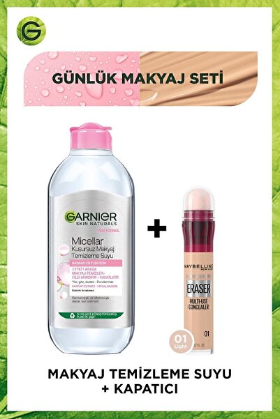 Maybelline New York Instant Anti Age Eraser Kapatıcı 01 Light + Garnier Micellar Kusursuz Makyaj Temizleme Suyu 400 ml