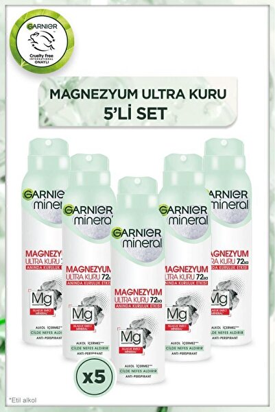 Garnier Mineral Magnezyum Ultra Kuru Sprey Deodorant Seti x5, 72 Saat Etkili