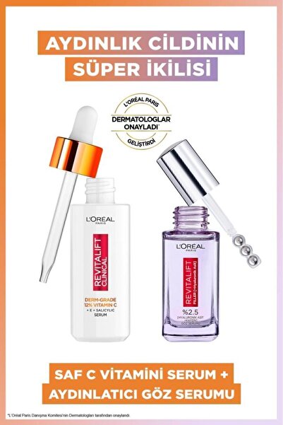 L'Oreal Paris Revitalift Clinical %12 Saf C Vitamini Aydınlatıcı Serum & Revitalift Filler Aydınlatıcı Göz Serumu