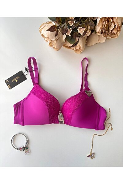 İntive Lingerie Φούξια δαντέλα με λεπτομέρεια με ελαφρύ σουτιέν με επένδυση (Intive Limited)