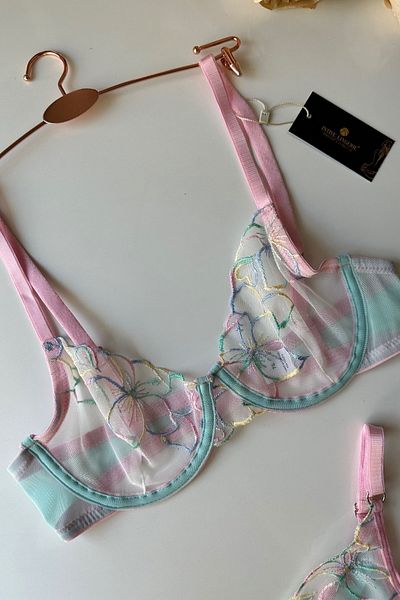 İntive Lingerie Σετ σουτιέν με διάφανο σχέδιο Rainbow Lady Turquoise