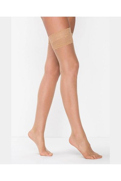 İntive Lingerie Ciorapi cu jartieră din silicon transparent pentru culoarea pielii