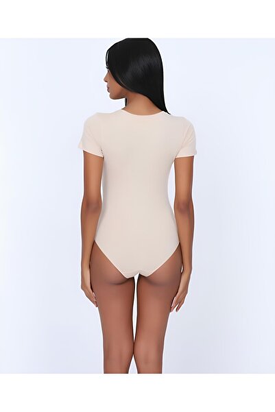 İntive Lingerie U Collar Short Sleeve NBB Body - Undershirt with Snap Fasteners at the Bottom -2945