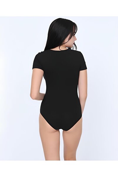 İntive Lingerie U Collar Short Sleeve NBB Body - Undershirt with Snap Fasteners at the Bottom -2945