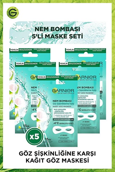 Garnier Moisture Bomb Paper Eye Mask Against Eye Puffiness Set of 5