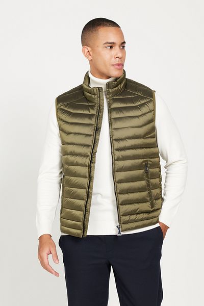 ALTINYILDIZ CLASSICS Ανδρικό γιλέκο Χακί - Standard Fit, Stand Collar, Casual Cut