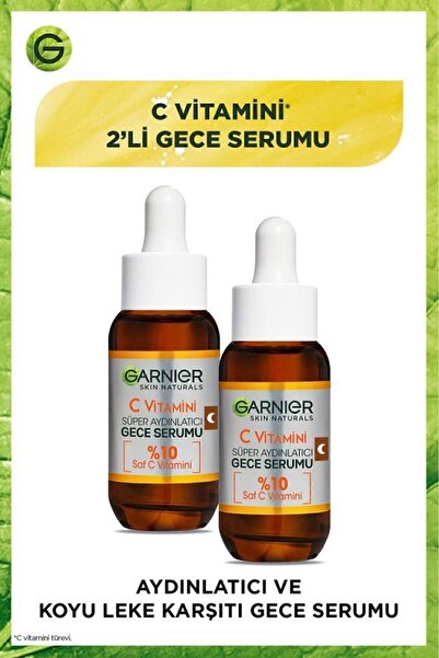 Garnier 2'li C Vitamini Süper Aydınlatıcı Gece Serumu 10% C Vitaminli (Niasinamid + Salisilik Asit)