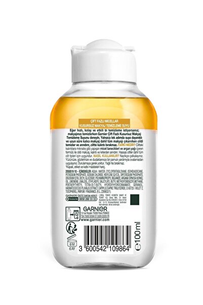Garnier Çift Fazlı Micellar Makyaj Temizleme Suyu 100ml Seyahat 2'li Boy Set