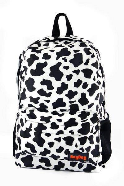 AlpCollection Rucsac de școală casual unisex cu model din piele de vacă, imprimat digital