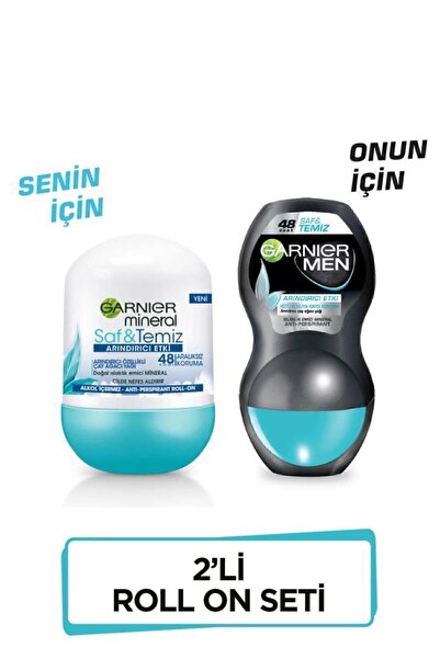 Garnier Mineral Kadın Mineral Saf ve Temiz Roll-on Men Erkek Saf ve Temiz Roll-on, 72 Saat Etkili