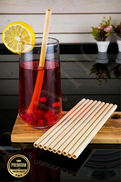 NEWNOW 6 Bamboo Straws and 1 Cleaning Brush