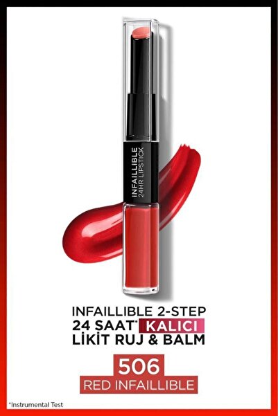 L'Oreal Paris Infaillible 2-step 24 Saat Kalıcı Likit Ruj & Balm - 506 Red In...