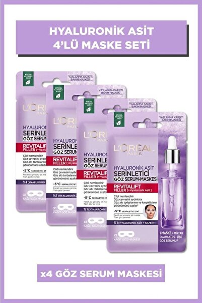 L'Oreal Paris Revitalift Filler Serinletici Göz Serum Maskesi 4'lü Set