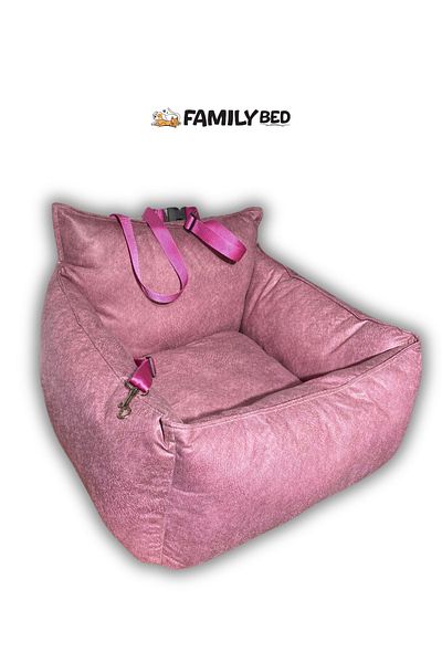 Family Bed سرير مقعد سيارة محمول للكلاب مقاس 50 × 50 سم ارتفاع: 30 سم (وردي 50 × 50 سم)