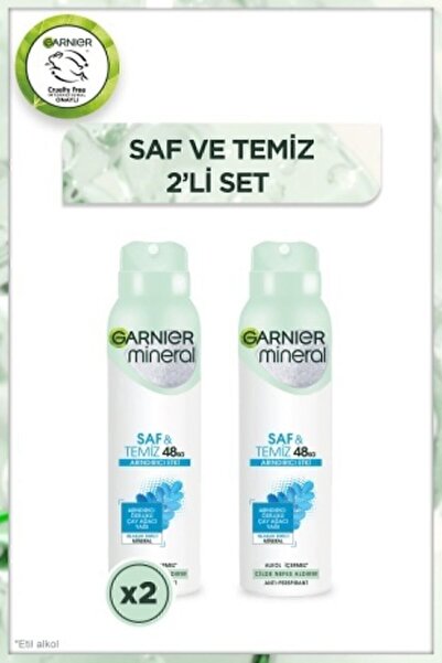 Garnier 2'li Mineral Saf ve Temiz Sprey Kadın Deodorant Seti, 72 Saat Etkili