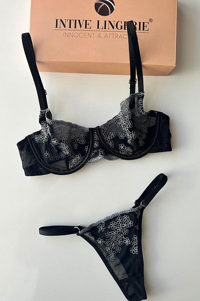 İntive Lingerie Negri White Floral Tang Claire Γυναικείο Σετ στρινγκ-σουτιέν (Intive-Limited)