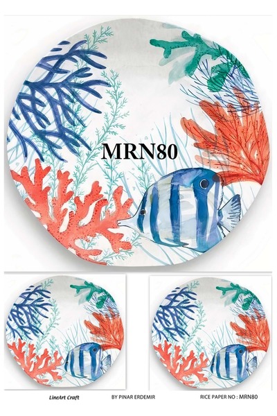 LİNEART Mrn80 Marine Serisi, Balık, Mercan Desen Pirinç Dekopaj 30x42