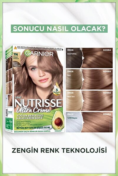 Garnier Nutrisse Yoğun Besleyici Kalıcı Krem Saç Boyası 7n Doğal Kumral