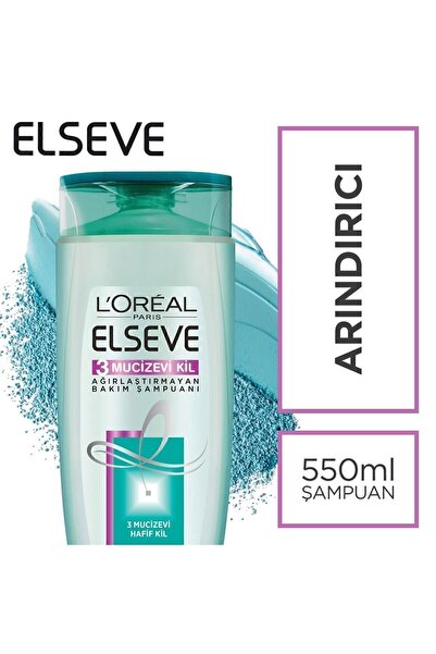 ELSEVE L'oréal Paris 3 Mucizevi Kil Ağırlaştırmayan Bakım Şampuanı 550 ml