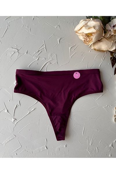 İntive Lingerie Ice-Silk Burgundy Imported High Waist Superior Quality Thong