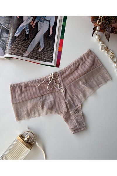 İntive Lingerie Serena Glittery Brazilian Thong με λεπτομέρεια δαντέλας στην πλάτη