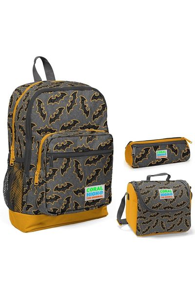 Coral High Bat Printed Boys' 3-Piece Primary School Bag Set