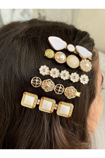 gül sezgin butik إبزيم برشام جانبي مستورد مكون من 5 قطع للنساء