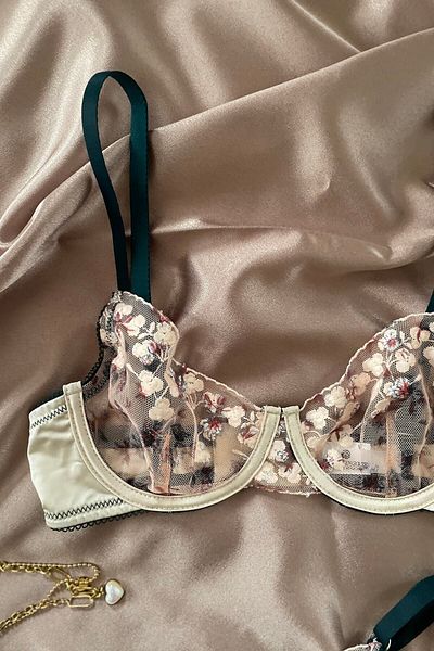 İntive Lingerie Σετ σουτιέν Doria Γυναικείο Πράσινο/μπεζ Floral Underwire Design