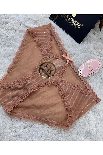 İntive Lingerie Fk Εσώρουχα Glittery Πλάτη Διαφανές Τούλι Δαντέλα Μπροστά Σλιπ με κομμένο μπροστινό μέρος
