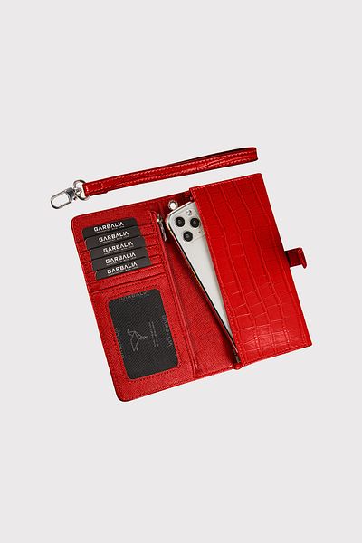 Garbalia Red Croco Patterned Astana Belted Zippered Women's Wallet