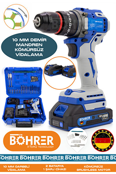 Genel Markalar ALMAN ÇİFT AKÜLÜ V298 5AH BLUE 10MM DEMİR MANDREN DARBELİ VİDA...
