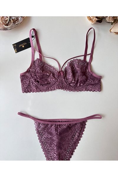 İntive Lingerie Σετ σουτιέν Lace Love Shiny Fabric Ruched Underwire Cheeky Panty
