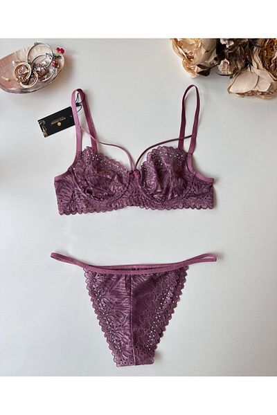 İntive Lingerie Σετ σουτιέν Lace Love Shiny Fabric Ruched Underwire Cheeky Panty