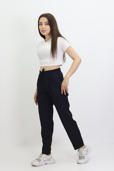 Kamex Pantaloni clasici de damă - negri, cu buzunare pentru gantere și elastic la spate
