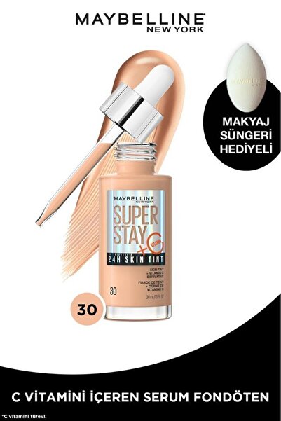 Maybelline New York Super Stay Skin Tint Fondöten - 30 & Makyaj Süngeri