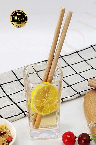 NEWNOW 6 Bamboo Straws and 1 Cleaning Brush