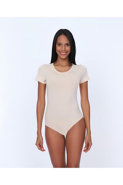 İntive Lingerie جسم NBB بأكمام قصيرة ورقبة على شكل حرف U - قميص داخلي بأزرار سفلية - 2945