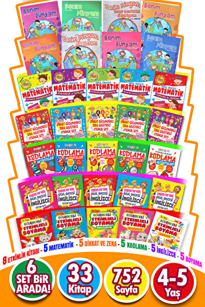 Harika Kitap 4 - 6 yaş Tam Kapsamlı Okul Öncesi Eğitim Seti 6 Set Bir Arada 3...