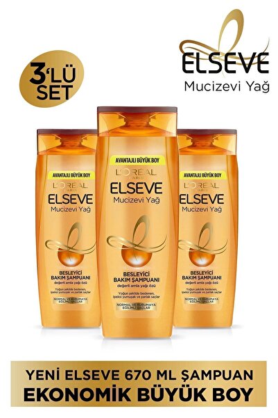 ELSEVE Mucizevi Yağ Besleyici Bakım Şampuanı 670 ml 3'lü Avantajlı Set