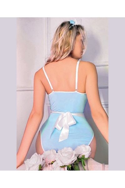 İntive Lingerie Γυναικεία Μπλε Κόκκινη Σαλιάρα Φορμάκι Maid Design Garter Suit-3600
