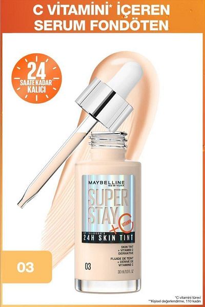 Maybelline New York Super Stay Skin Tint Concealer Vitamin C Foundation – 03