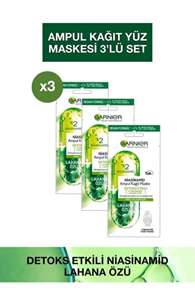 Garnier Niacinamide Detoks Etkili Ampul Kağıt Maske 3'lü Set