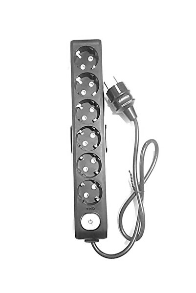 VİKO Ekonomik Siyah 6'lı Anahtarlı Topraklı Çocuk Korumalı Grup Priz 2 Metre ...