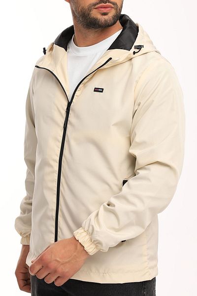 RİVERCLUP Beigefarbene Herrenjacke – Kapuzenpullover mit Taschen und Windjacke