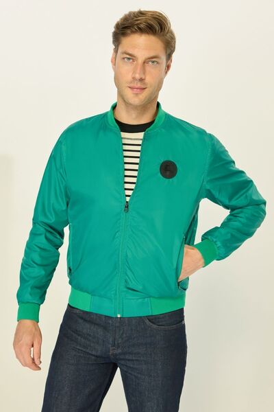 river green Palton sport verde pentru bărbați - Guler tip colegiu, rezistent ...